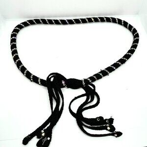 VINTAGE BLACK ROPE Rhinestone Necklace Belt Tassel Statement 80s 70s Retro Disco Vintage Disco Belt - Etsy main image 2
